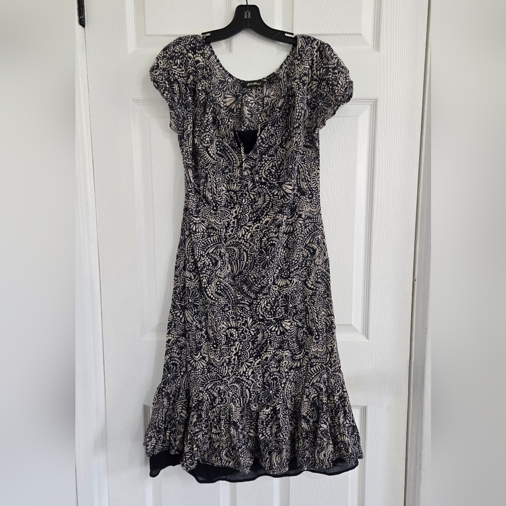 Navy And White Cotton Handblock Print (Lined) Fits 8-10  in EUC.